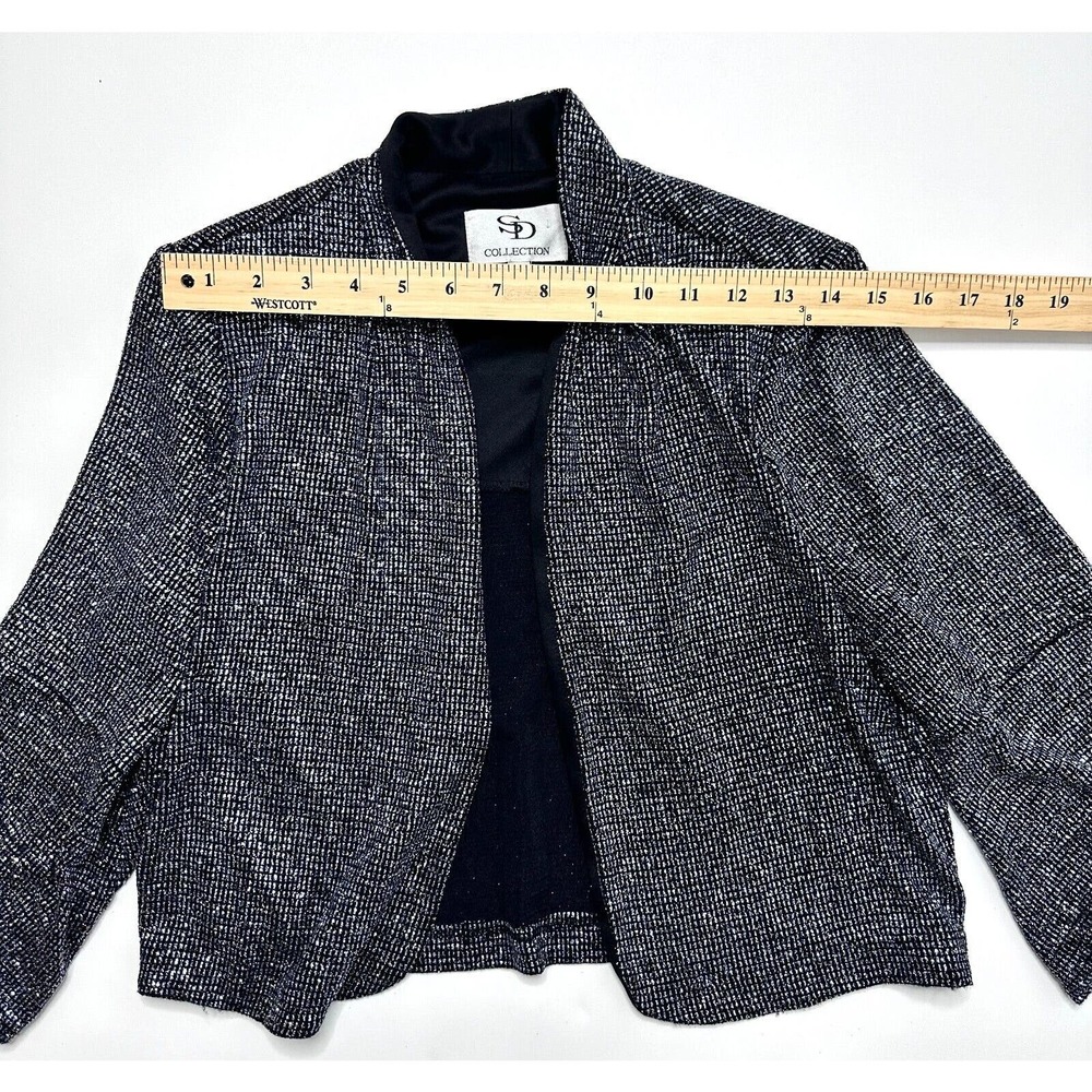 SD Collection Women's Black Shimmer Metallic Glitter Blazer Unstructured Size 8 - Picture 6 of 8